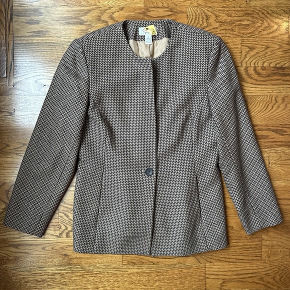 Talbots Jackets & Blazers - Talbots Women's Houndstooth Jacket Size 4 Brown 100% Wool Shell Blazer